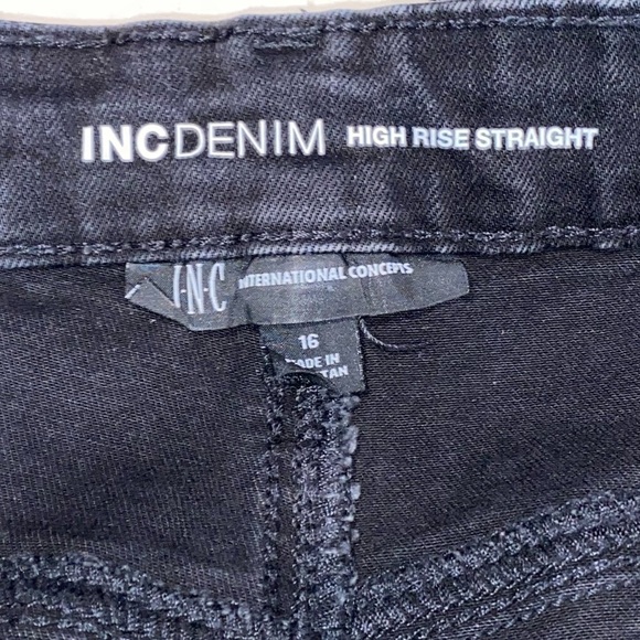 INC Vintage Wash Faded Black High Rise Exposed Button-Fly Jeans Size 16 - Picture 7 of 11